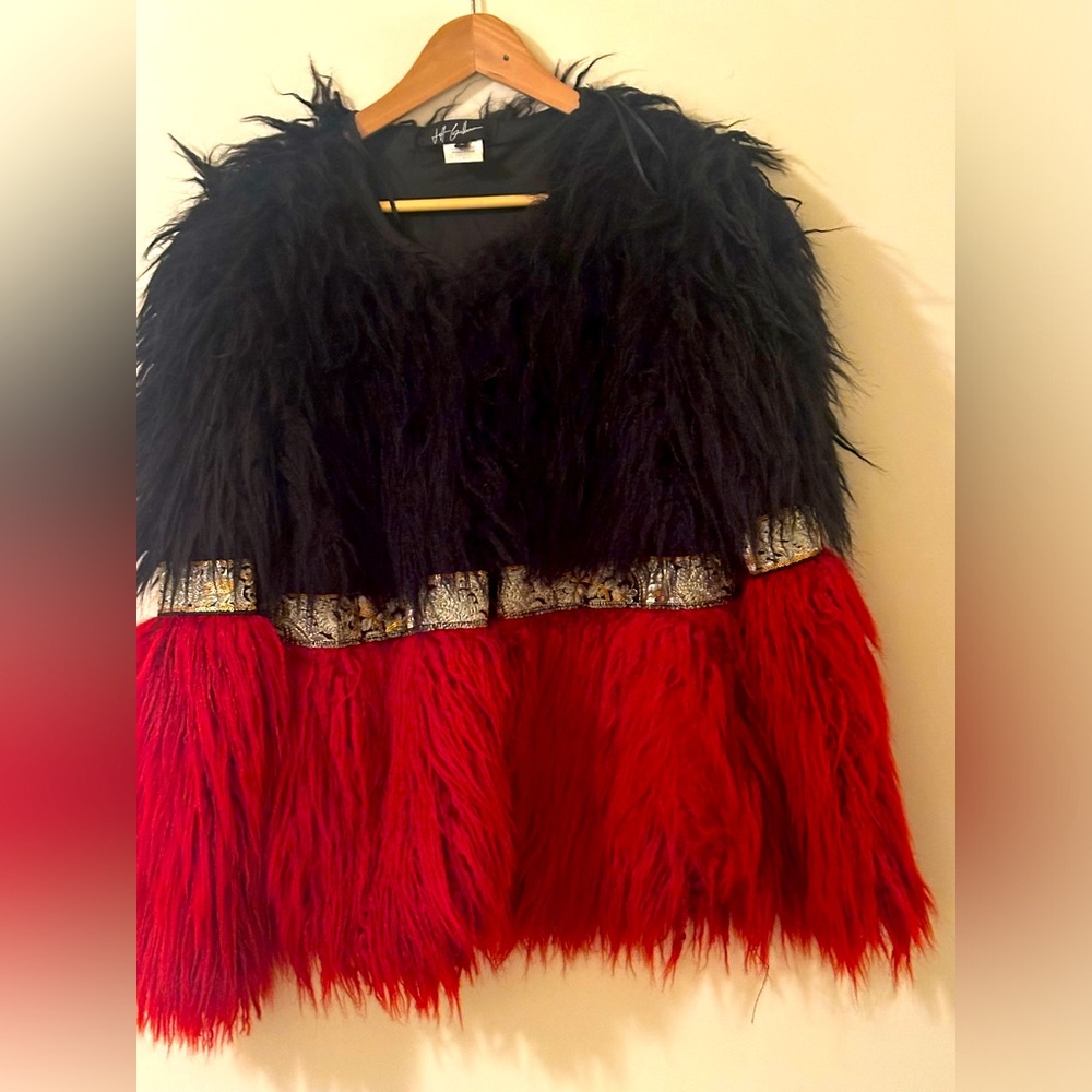 Plush black and red unique jacket